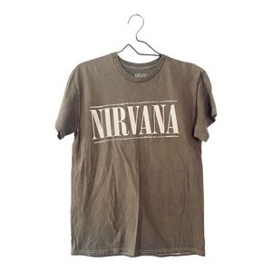 Nirvana Moss Green Graphic T Shirt 100% Cotton Unisex Short Sleeves Size Medium